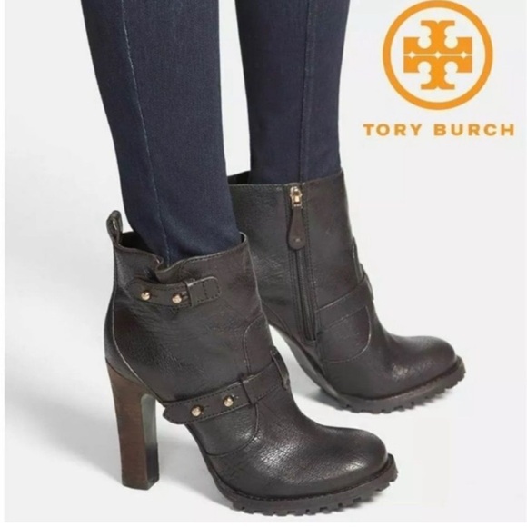 Tory Burch Dark Brown Heeled Moto Boots size 11 - Picture 3 of 13